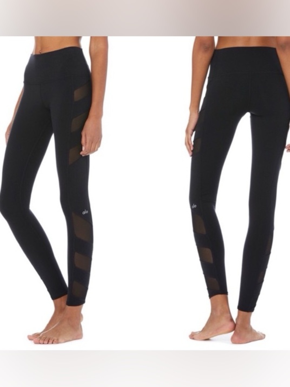 ALO Yoga Black High-Waist Mesh Paneled Leggings